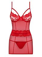 Chemise with bra cups, straps over bust, lace cups
